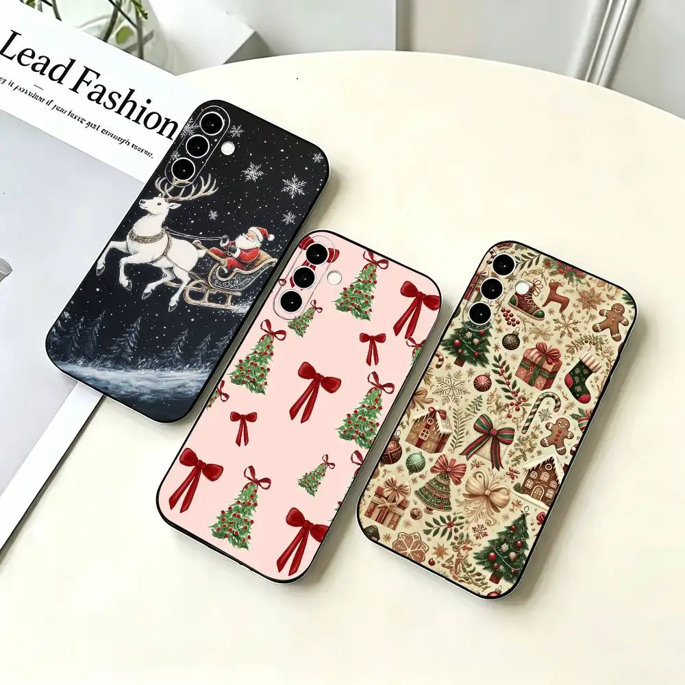 Tree&Sleigh&Snowman Harry Christmas  Phone Case For Samsung A73 20,21s,22,31,32,52,53,72 Soft Black Shell