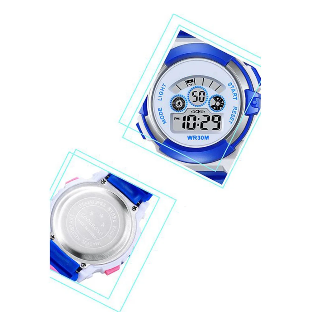 腕時計 防水 ブルー スポーツ腕時計 ユニセックス デジタル アナログ アラーム ストップウォッチ 腕時計