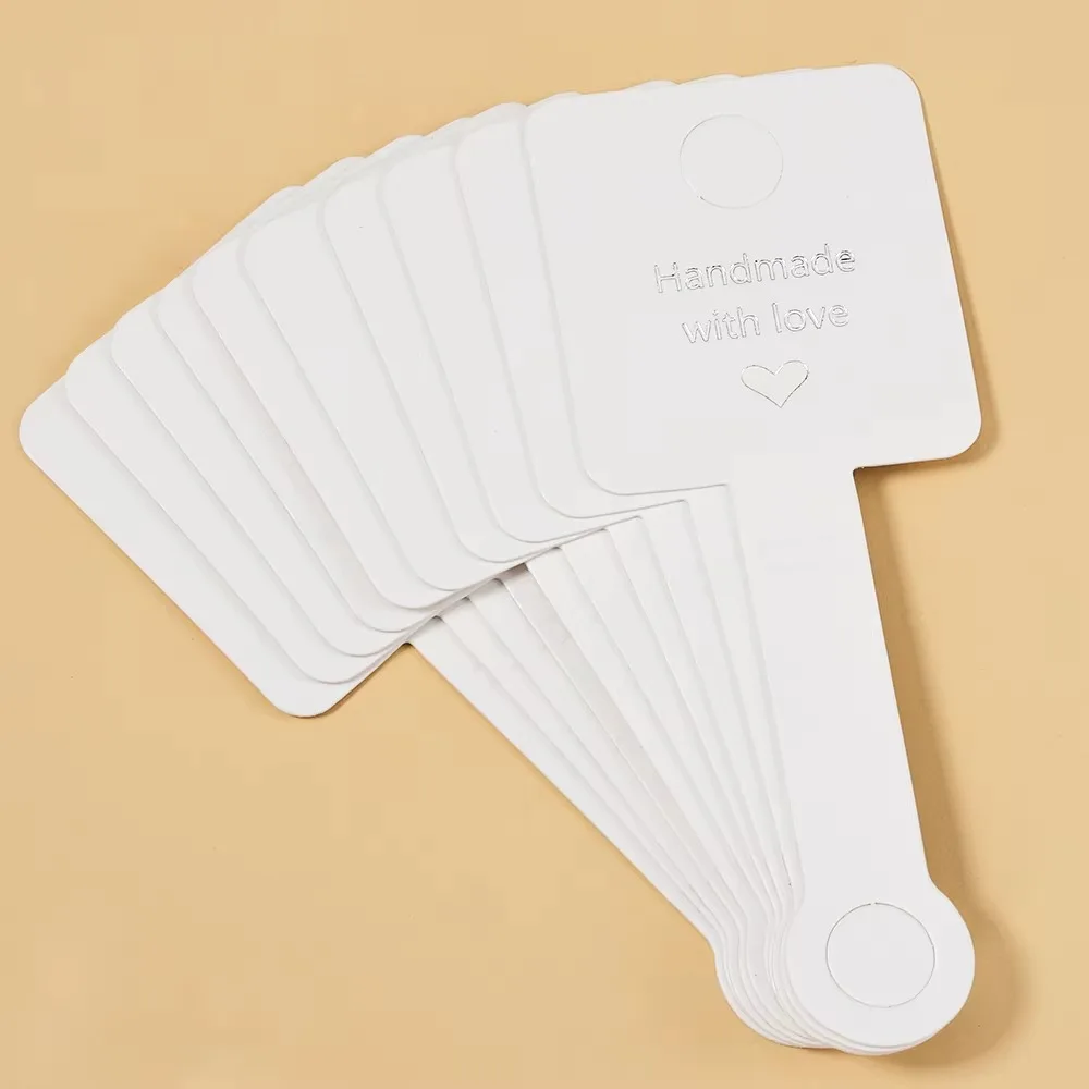 

Self Adhesive Bracelet Necklace Packaging DIY Handmade Kraft Paper Jewelry Hanging Price Tag 4x10cm Packing Label