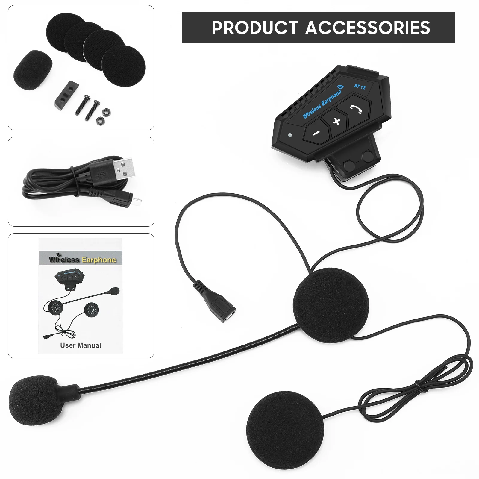 

Motorcycle Headset .0 Wireless Call Headphone Speaker IP67 Waterproof Long Standby Time CompatibleVintage
