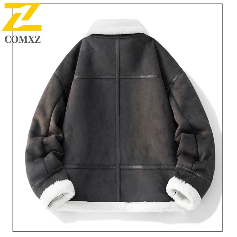 COMXZ الرجال الخريف سترة جلدية جديدة سميكة في الهواء الطلق مغامرة الرياح مقاومة معطف جلد دافئ الشارع الحضرية معطف خفيف الوزن
