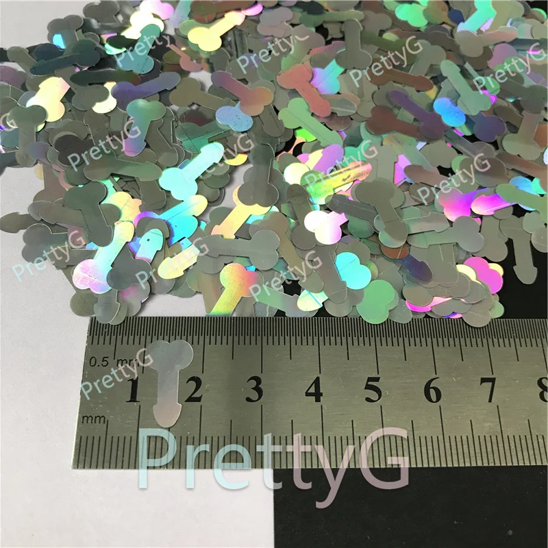 PrettyG 1 Box Penis Dicks Shape Holographic Glitter for Resin DIY Making Body Art Craft Makeup Decoration Accessories