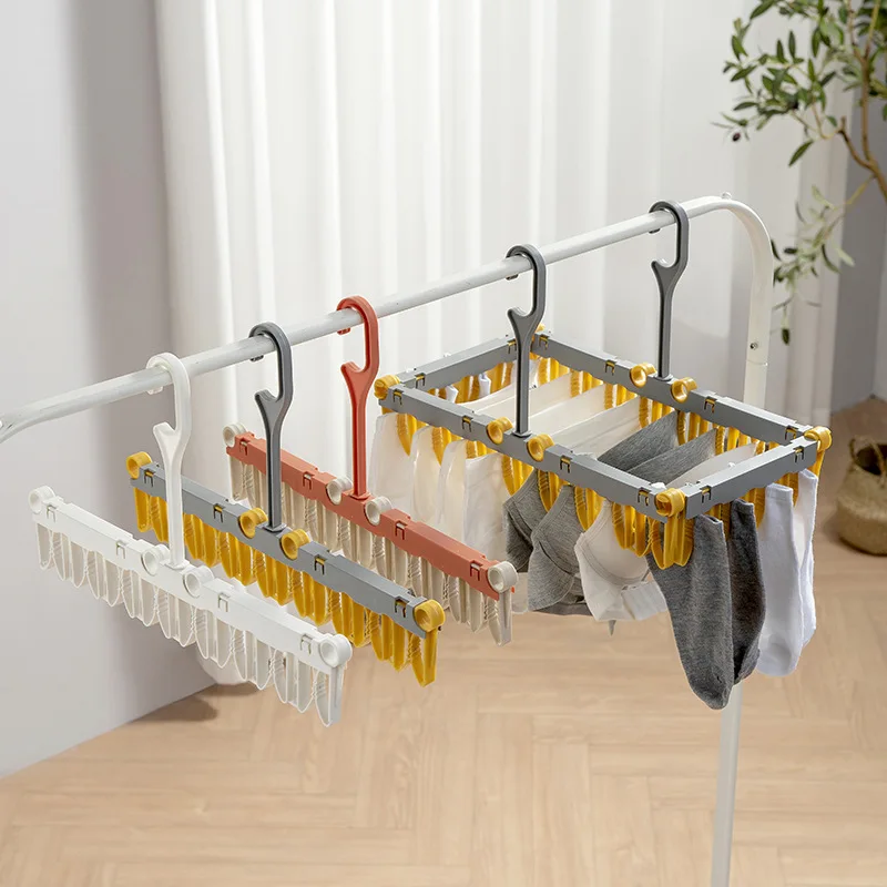 

24 Clip Balcony Windproof SockS Underwear Hanger Square Underwear Multi Head Clothes Hanger