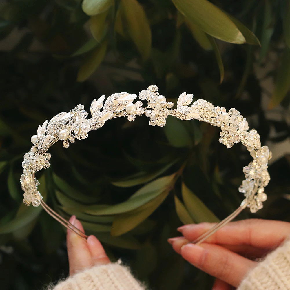 Miallo Fashion Flower Crystal Headbands for Women Hair Accessories Silver Color Crown Wedding Bridal Hair Jewelry Headpiece Gift