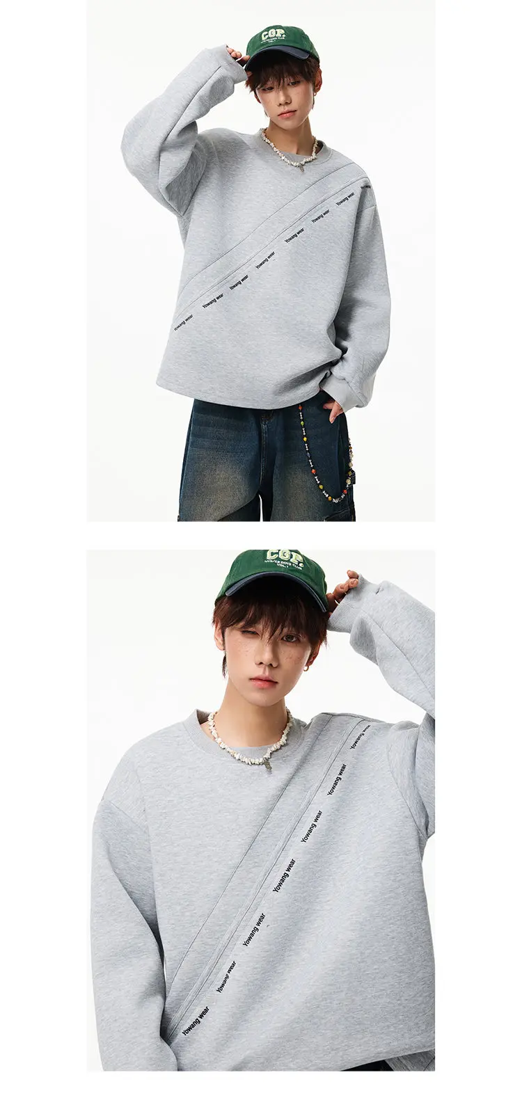 LUZHEN 2026 Autumn New Stripe Printed Loose Round Neck Casual Sweater Pullover Men's Fashion Korean Long Sleeve T-shirts JY8319