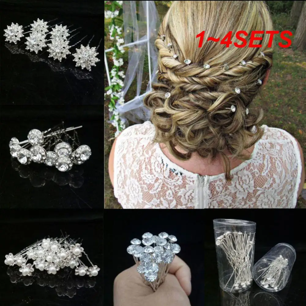 1~4SETS Flower Versatile Use Dazzling Bridal Hairpin With U-shaped Clip Special Occasion Trending Bridal Hairpin