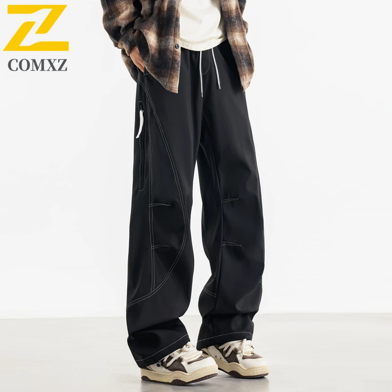 COMXZ Multi-Pocket Work Pants Men Fishing Camping Waterproof Machete Parachuter Pants Man Casual Elastic Waist Sports Trousers