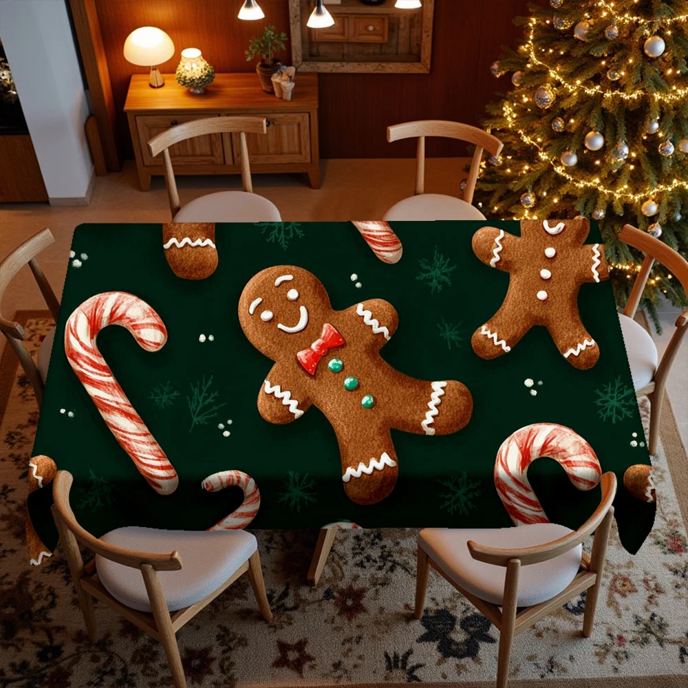 Christmas-themed Digital Pattern Restaurant Kitchen Tablecloth Living Room Home Decoration Rectangular Party Decoration