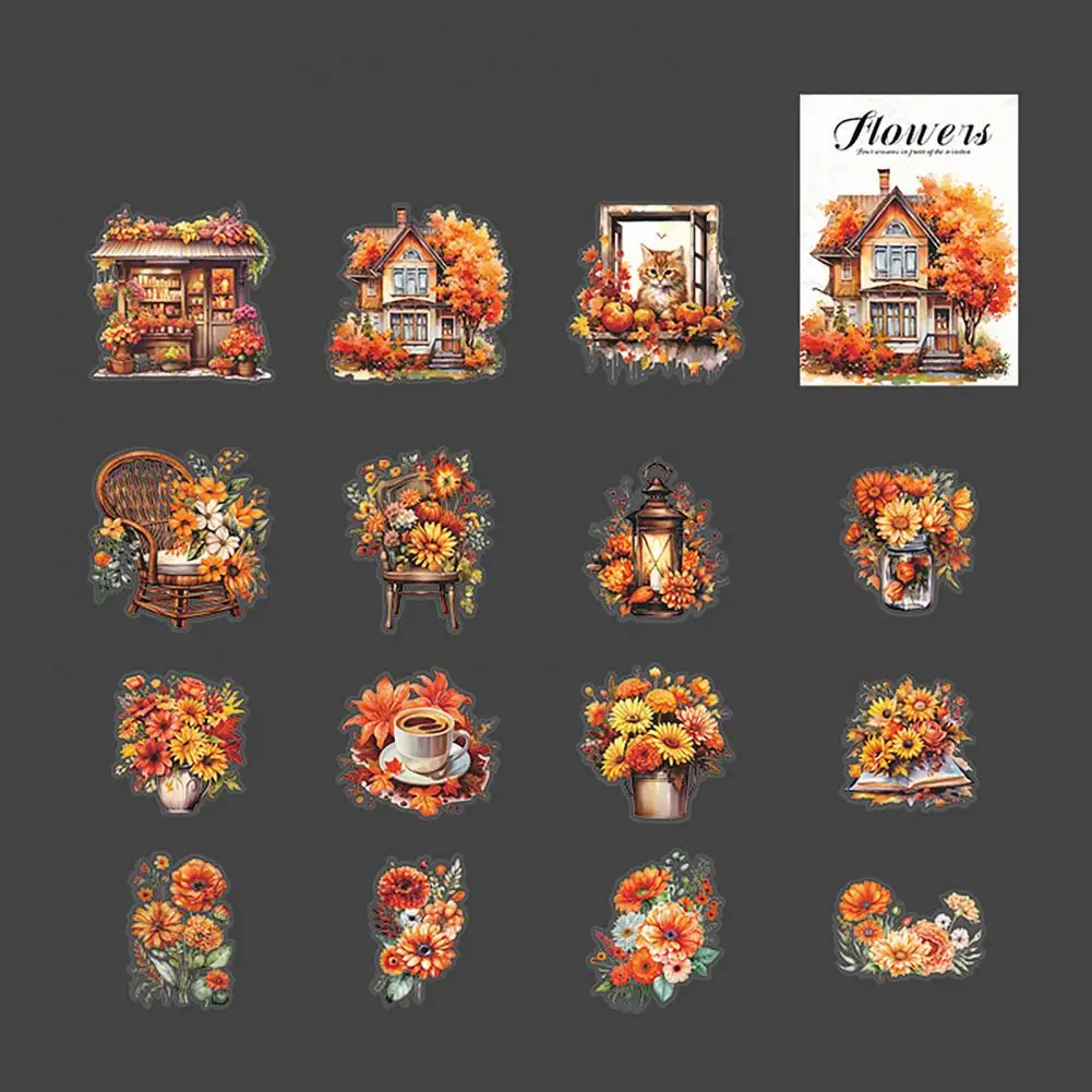 Scrapbook Stickers 30pcs Flower Stickers Four Season Series Waterproof Stickers for Teens Girls Diy Laptop Phone for Girls