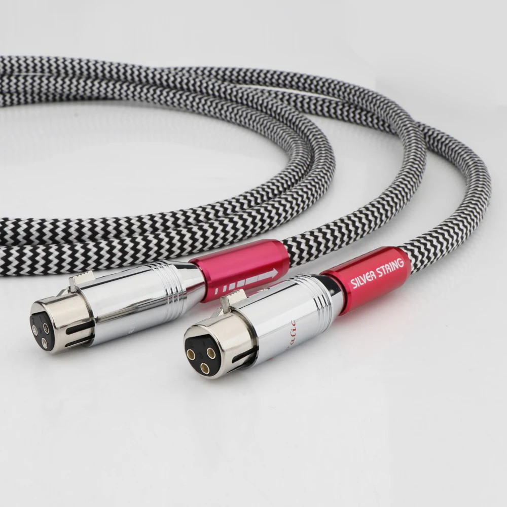 Pair XLR Audio Signal Interconnect Cable Signature OFC Silver-Plated RCA Male To Black carbon fiber XLR Female Plug Audio