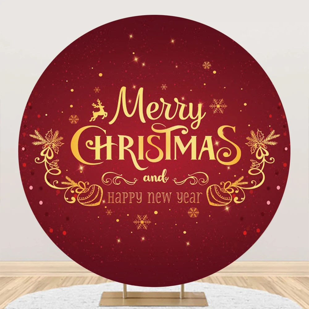 Laeacco Red Christmas Round Backdrop Dream Light Bokeh Snowflake Xmas Ball Kids Birthday Girls Portrait Photography Background