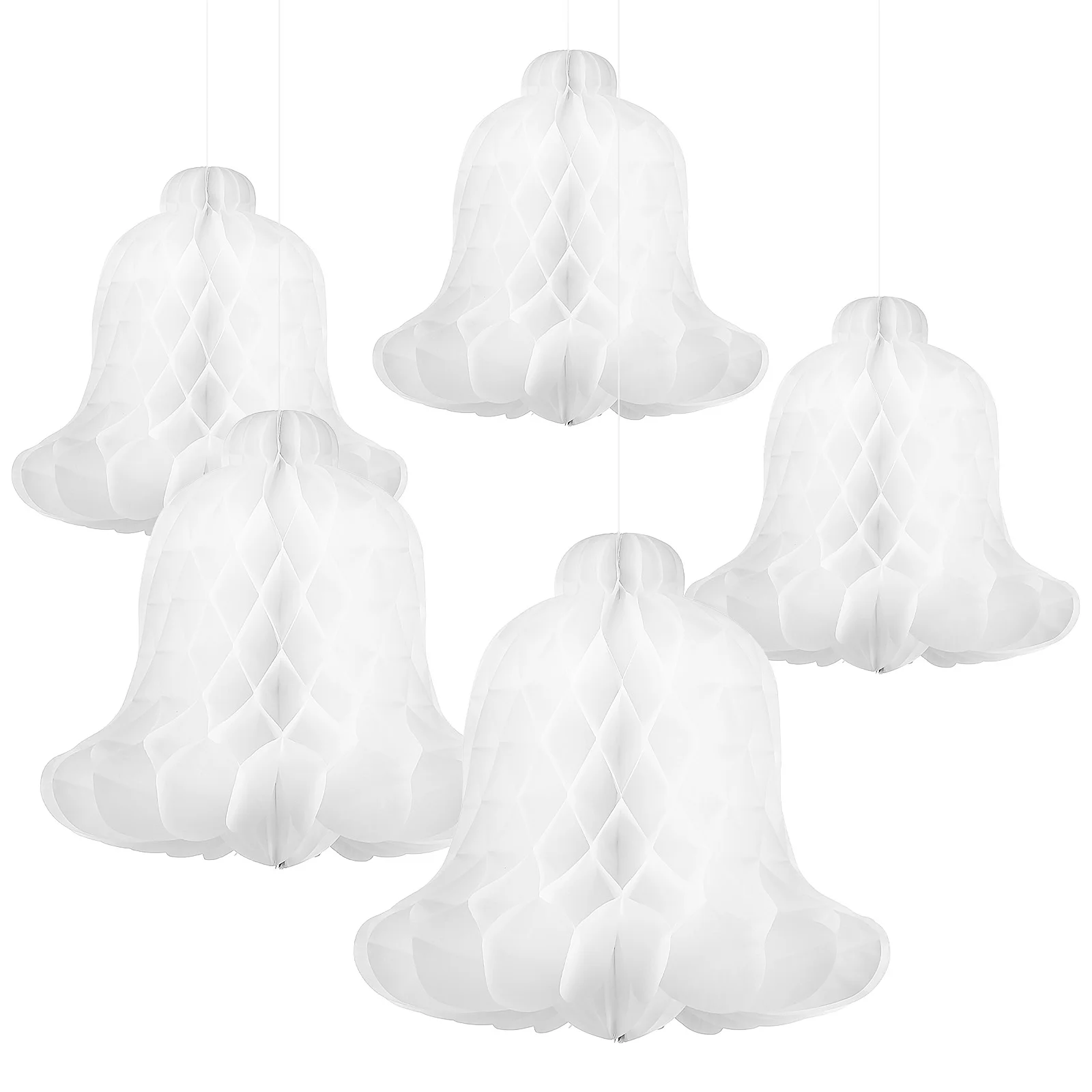 5 Pcs Christmas Ornaments Honeycomb Bells Paper Wedding Decorations Hanging Pendants Bridal Venue Setting Props