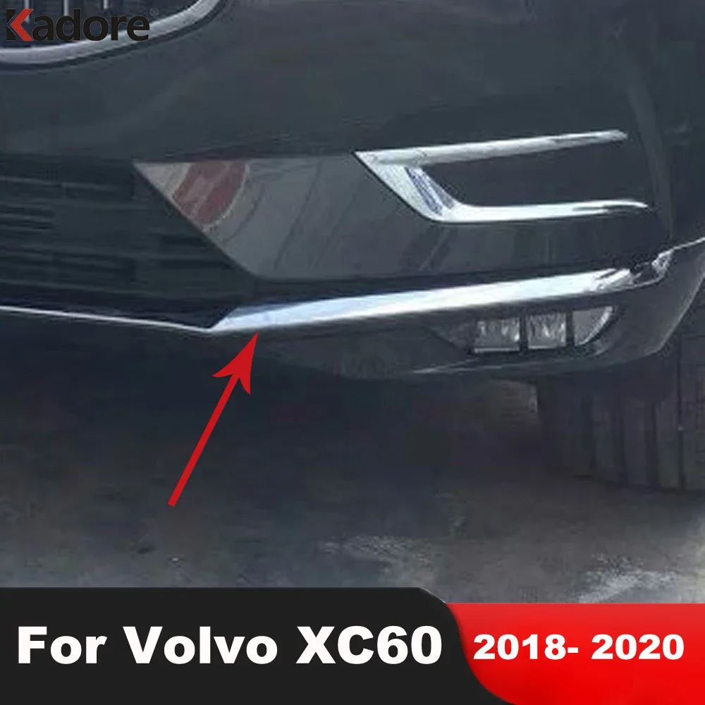 

Front Bottom Bumper Cover Trim For Volvo XC60 XC 60 2018 2019 2020 Stainless Steel Car Racing Grille Grills Strip Accessories