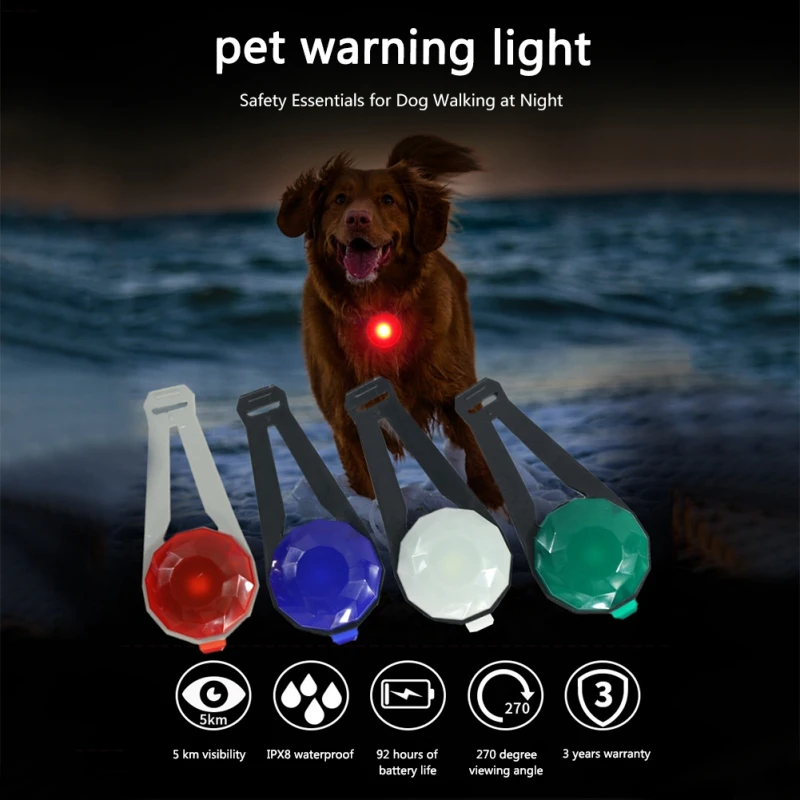 Night Safety Dog Collar Glowing Pendant LED Flash Lights Pet Leads Accessories USB Rechargeable Necklace Anti-lost Dog Collar