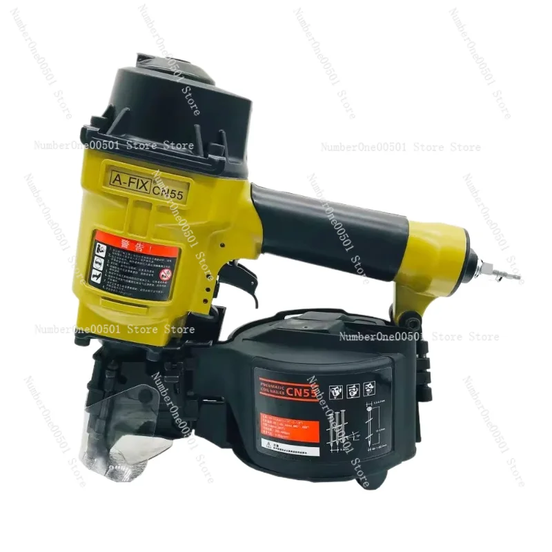 

Pneumatic Coil Nail Gun Heavy-Duty CN55 CN70 CN80 Cap Nailer for Roofing Fencing Construction 1-3/4" to 3" Nails