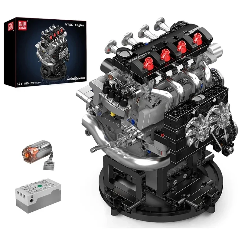 Mold King 10234 Technische automotor Speelgoed De gemotoriseerde VTEC-motor Bouwsteen Assemblage Motor Auto Baksteen Kind Kerstcadeau