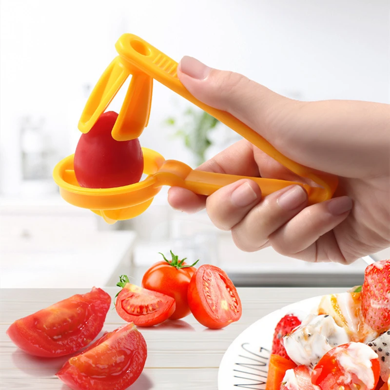 

1 Pc Cherry Kitchen Pizza Fruit Splitter Artifact Small Tomatoes Accessories Manual Cut Gadget Tomato Slicer Cutter Grape Tools