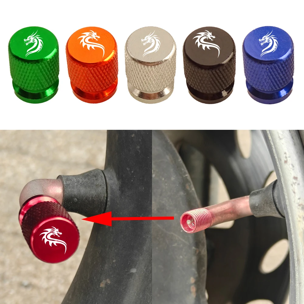 Tampa de Válvula com Logo de Dragão Chinês Dourado e Vermelho para Moto, Bicicleta, Moto Elétrica e Carro - Acessório para Válvula de Pneu