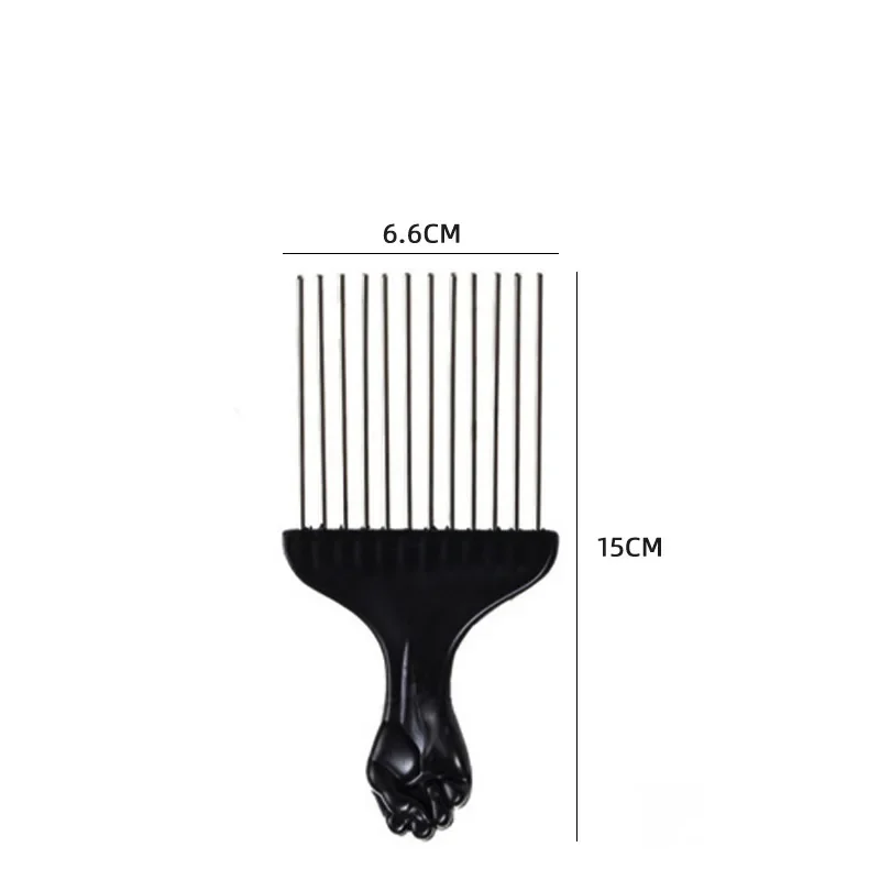 Professional Salon Use Black Metal African Pick Comb Combs Insert Hair Pick Comb Wide Teeth Fork Hair Curly Brush Comb image 5