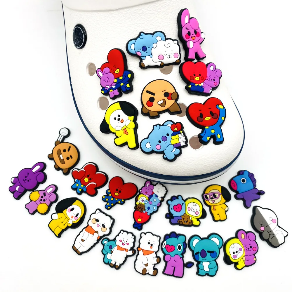 Kawaii Cute Cartoon Animal PVC Shoe Charms Puppy Alpaca Koala Bunny Heart Detachable Clog Shoe DIY Decor Accessories Gift
