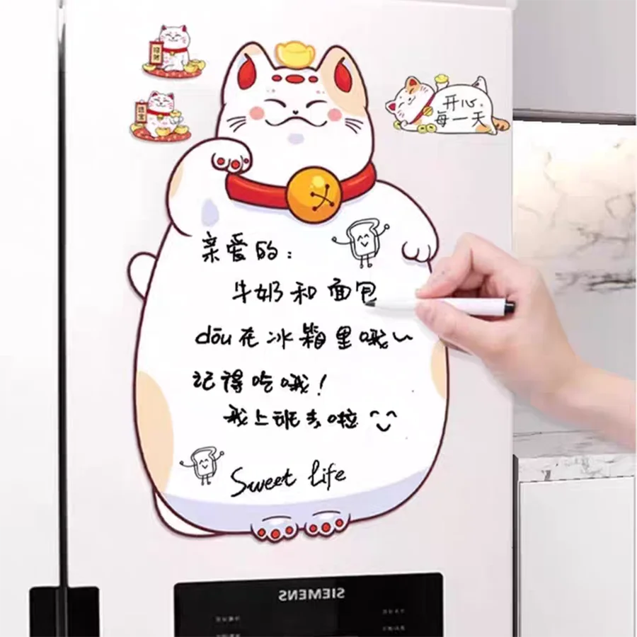 

6pc/set Creative Cat Erasable Schedule Memo Fridge Magnetic Soft Sticker Whiteboard Message Board Refrigerator Magnet