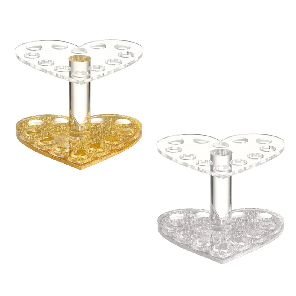 

2Pcs Heart Shaped Acrylic Makeup Organizer Desktop Brush Holder Lipstick Lip Liner Stand Brush Rack Lip Liner Organizer