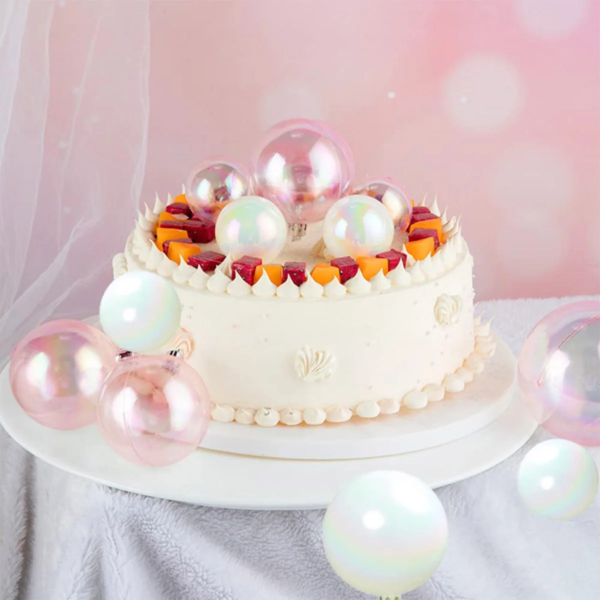 10PCS Balls Cake Toppers Bubble Ball Mini Balloon Cake Topper Pearl Insert Cupcake decorazione di nozze fai da te fornitura per feste di compleanno