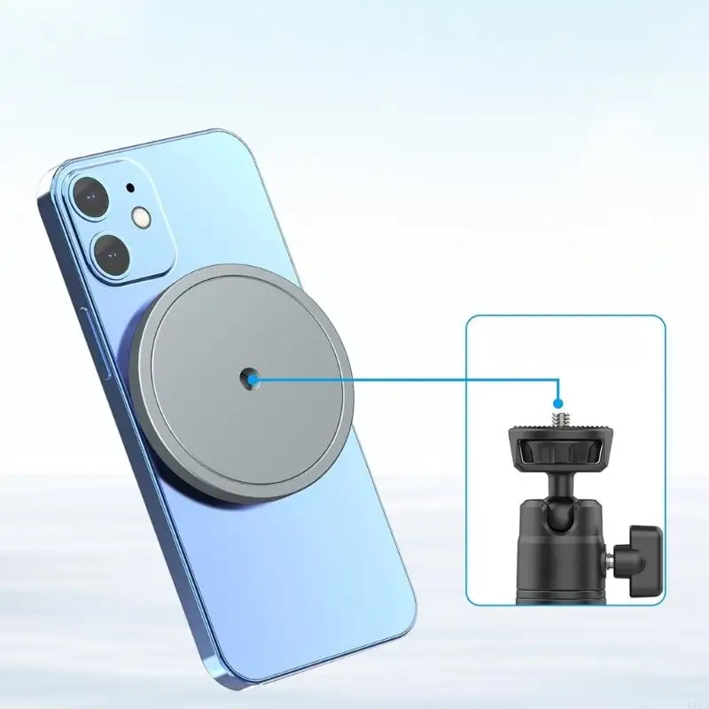 삼각대 카메라 용 1/4 나사 어댑터가있는 범용 자기 전화 마운트베이스 스마트 폰 삼각대 마운트 홀더 어댑터 K1KF