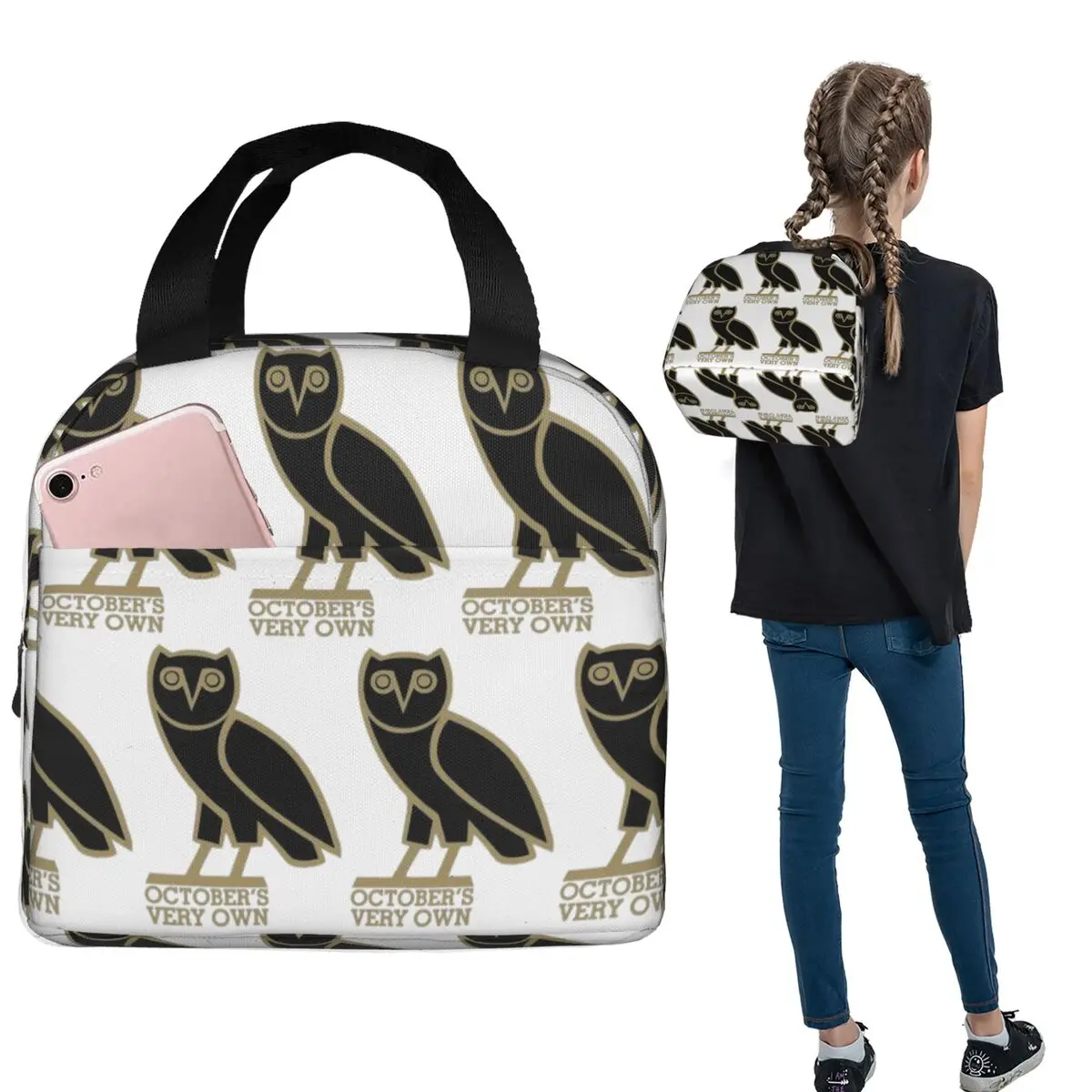 

Изолированная сумка для обеда October's Very Own Drake's Owl для женщин и детей, портативная термосумка для еды