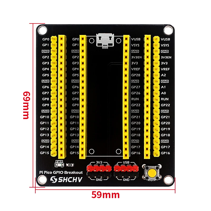 Raspberry Pi Pico GPIO Breakout Extender DIY Expansion Board Male Female Pin with Switch for RPI Pico W Pico 2 W