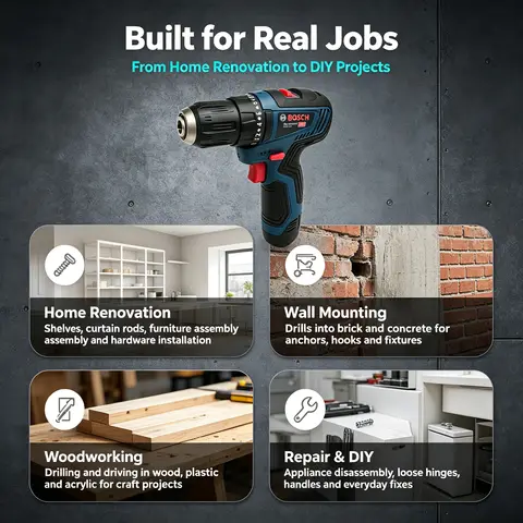 Bosch GSB 12V-30 Professional Electric Drill, Cordless Driver, Heavy Duty, Multifunctional, Household, Screwdriver, DIY