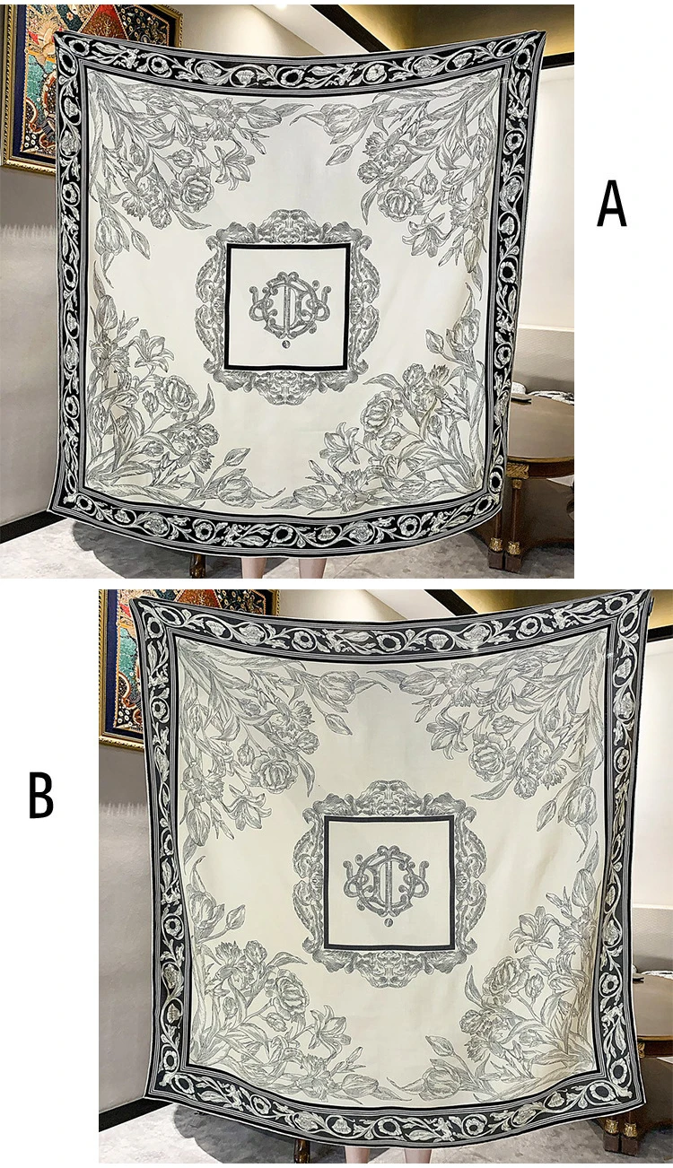 

Double Sided Print Winter Wool Silk Scarf 135CM Square Wool Scarves Wraps Large Bandanas Stole 135CM Mother Christmas Gift
