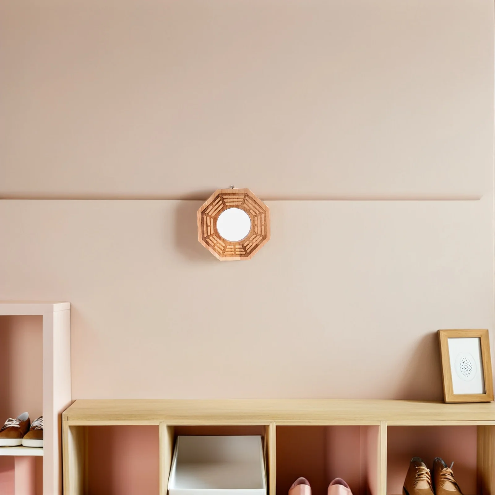 

Bagua Mirror for Protection Wood Traditional Chinese Feng Shui Concave Mirror Convex Concave for Living Room Entrywa