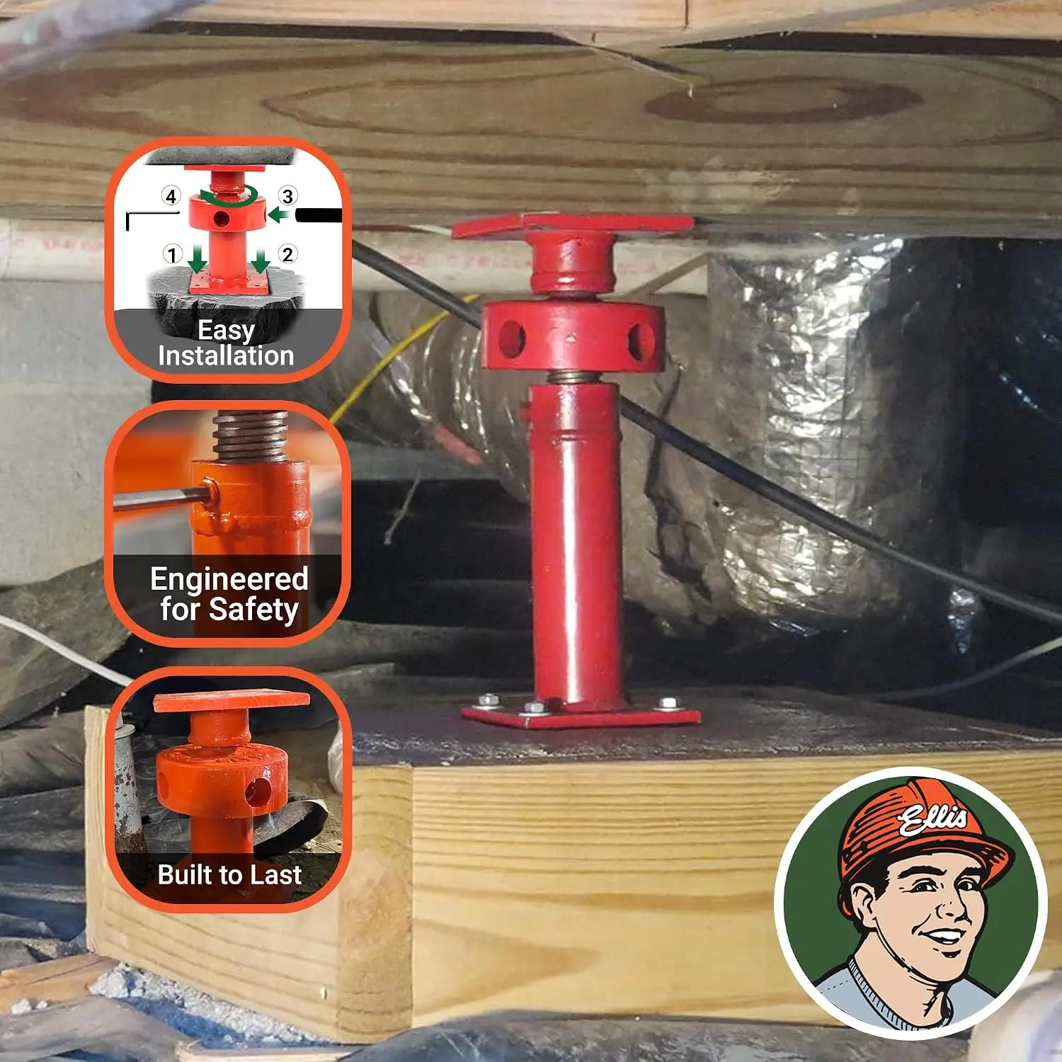 Adjustable Mini Screw Jack Post – 15,000 lb Capacity, 5.5" Adjustment for Floor Leveling & Concrete Bracing view 6