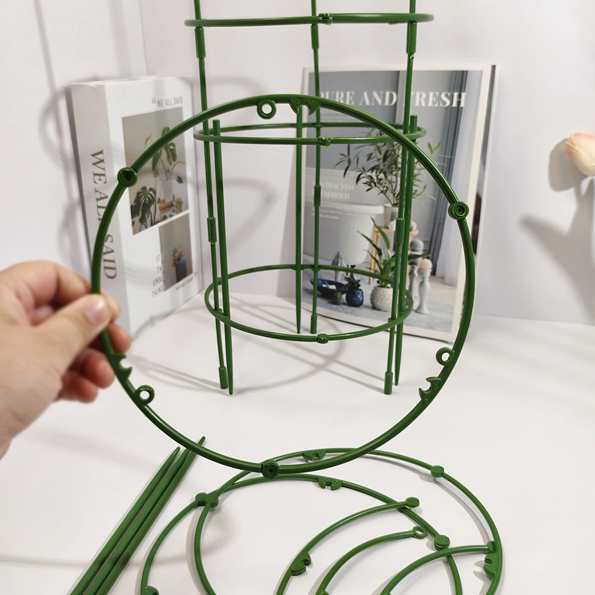 9 Pcs/set 3 Layers Plant Support Plant Stakes Round Plant Support Ring Plastic Plant Cage Holder Flower Pot Climbing Trellis - view 5
