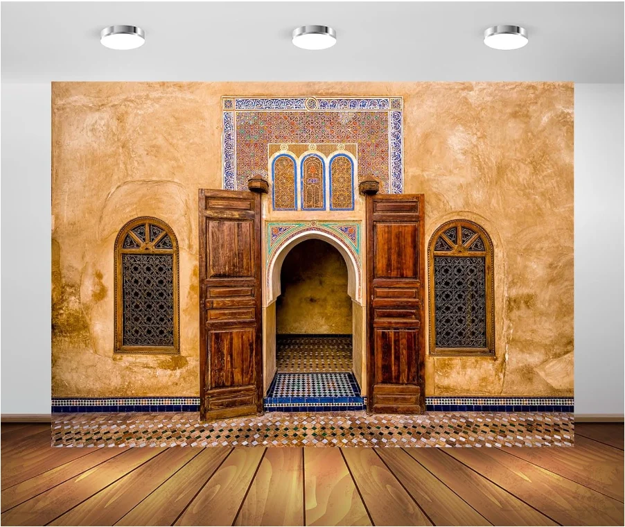 

Morocco Palace Door Backdrop Traditional Morocco Houses Middle Eastern Style Architecture Palace Entrance Background Birthday