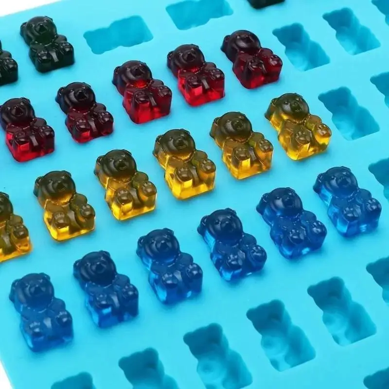 50 Grids Gummy Bear Mold Silicone Cute Bear Jelly Mould with Dropper Candy Chocolate Fondant Moulds DIY Baking Decoration Tools - Detail 1