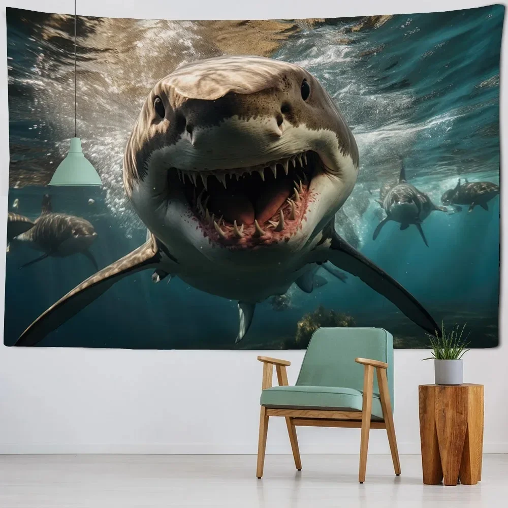 Underwater World tapestry wall hanging dolphin shark seaweed art print tapestry cartoon home sheets bedroom wall decoration