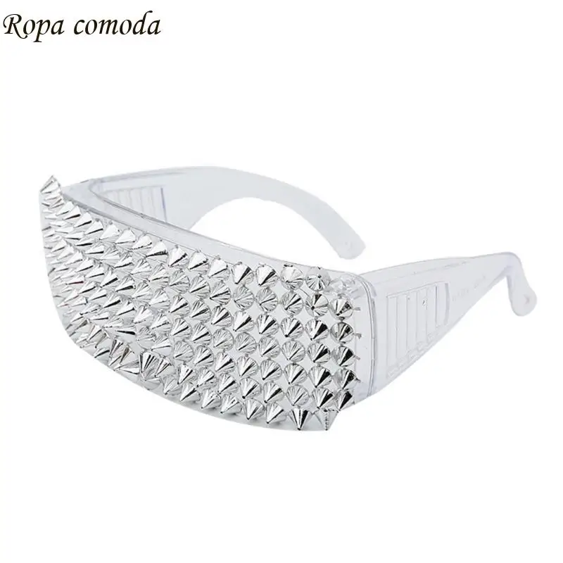 

MXMA Punk Styles Spiked Sunglasses Popular Dancing Eyeglasses for Hiphop Gathering