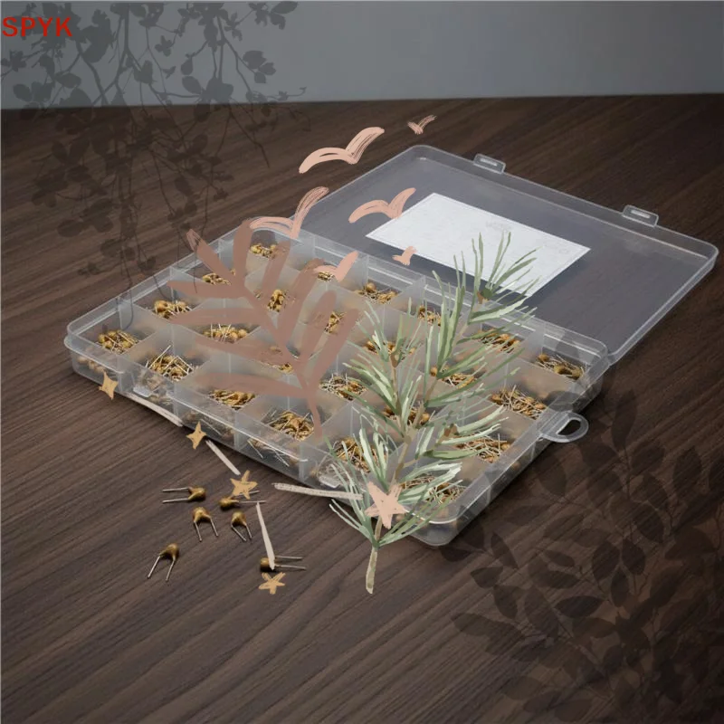 480Pcs Monolithic Ceramic Capacitor Assortment Kit, 24 Values 10PF-10UF 50V for Electronic Circuit DIY