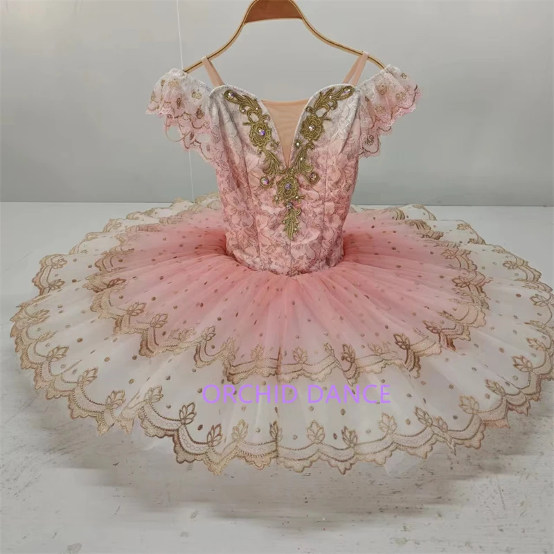 

high quality custom color fashion Unique Design Kids Girls Children Women Adult Performance Wear Gold Pink Ballet Tutu Costumes