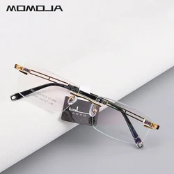 MOMOJA Fashion Business Rimless Eyewear Ultra Light Alloy Square Optical Prescription Glasses Frame Man Woman Eyeglasses 88059