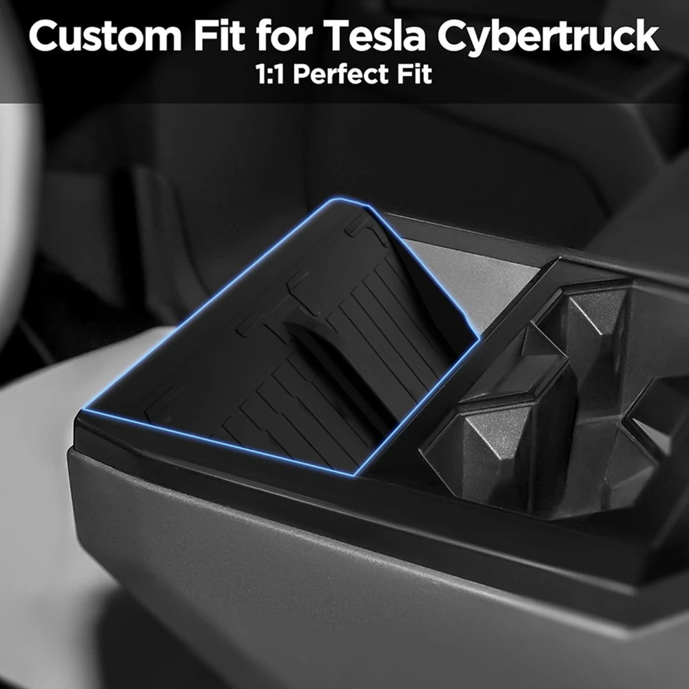 for Tesla Cybertruck 2023 -2026 Charge Anti-Slip Wireless Charging Center Console Wireless Charger Black Silicone Mat