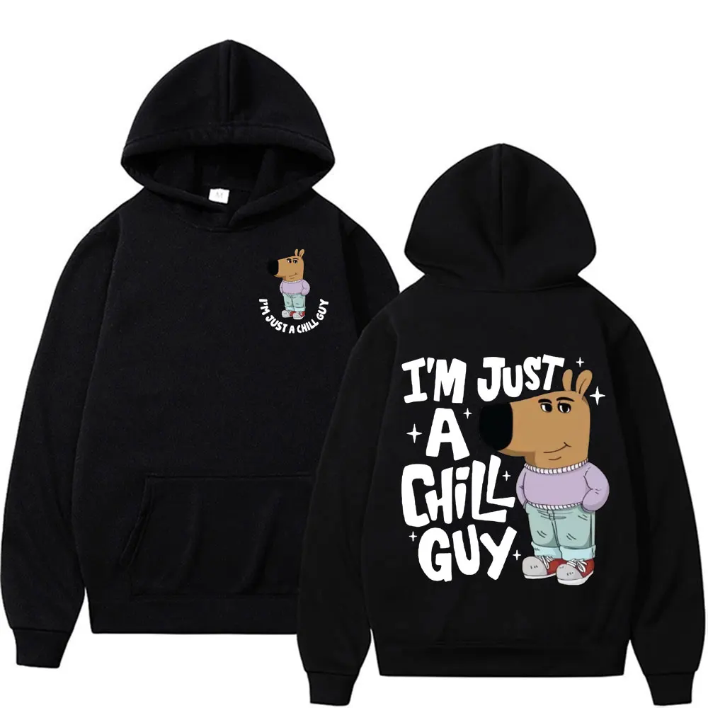 I'm Just A Chill Guy Meme Hoodie Funny Trendy Cute Viral Dog Cartoon Hoodies Men Women's Casual Autumn/Winter Comfort Sweatshirt