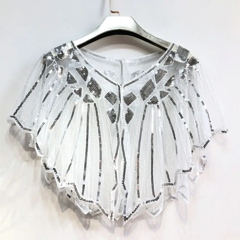 Sparkling Sequin Evening Shawl With Hook Elegant Mesh Wrap Cape For Formal Party Wedding Decorative Shimmer Bolero Accessories