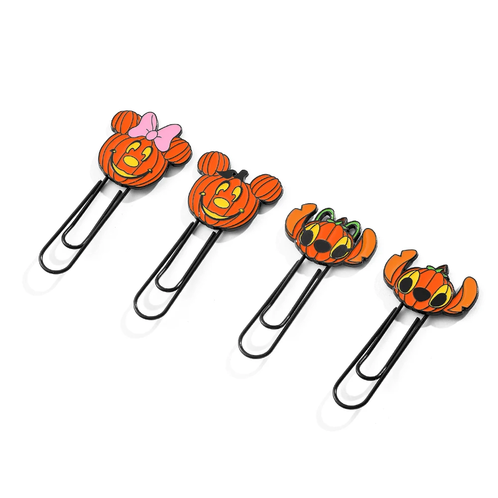 Disney-Halloween Metal Paperclipes Mulher e Homem, Acessórios para Marcadores, Presentes Halloween, Mickey, Minnie, Stitch and Angel, Pumpkin