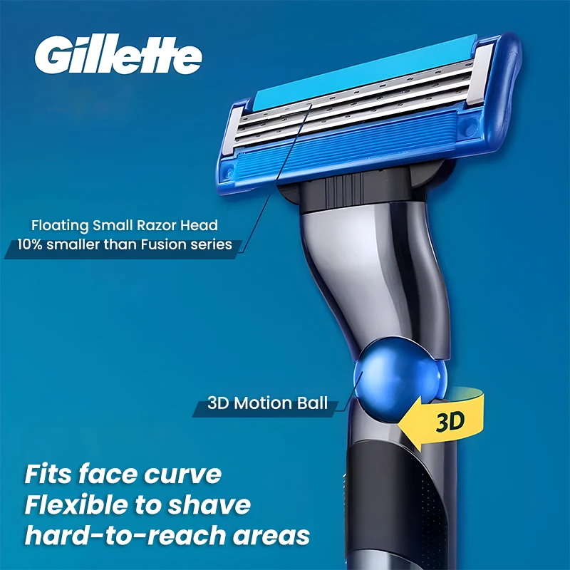 Gillette Mach 3 Turbo Razor 3D Motion Floating Razor Head Safety Smooth and Fast Cutting Manual Shaver