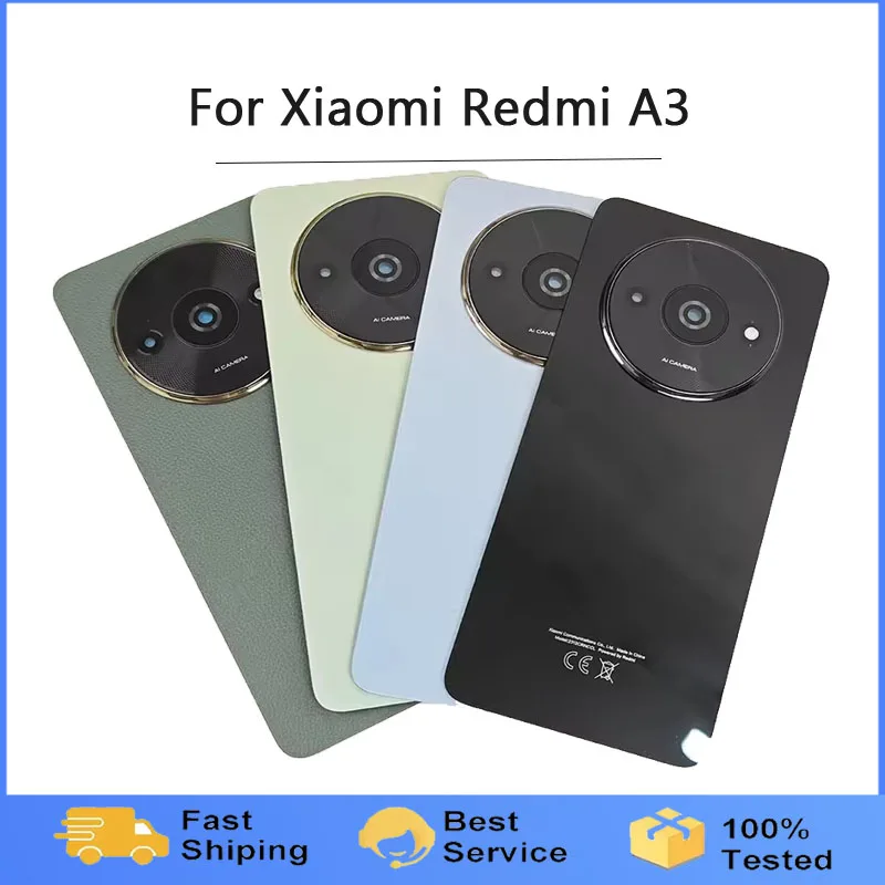 A3 A3x, A + verre pour Xiaomi Redmi A3 couvercle de batterie Redmi A3x porte de boîtier arrière de remplacement avec adhésif + objectif d'appareil photo A3 A3x, A + verre pour Xiaomi Redmi A3 couvercle de batterie Redmi A3x porte de boîtier arrière de remplacement avec adhésif + objectif d'appareil photo