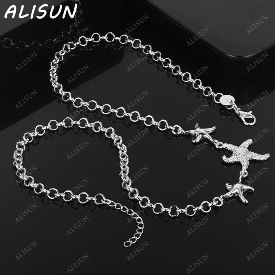 

ALISUN 925 Sterling Silver Starfish Chain Necklace For Women Men Classic Faucet Charm High Quality Fashion Jewelry Wedding