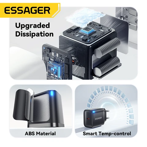 Зарядное устройство Essager Mini 30W Type C PD QC3.0 для iPhone и Android — пример использования